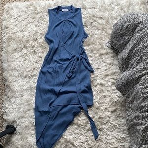 Midi Asymmetrical Hem Wrap Dress